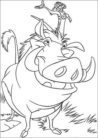 Timon And Pumbaa Coloring Page